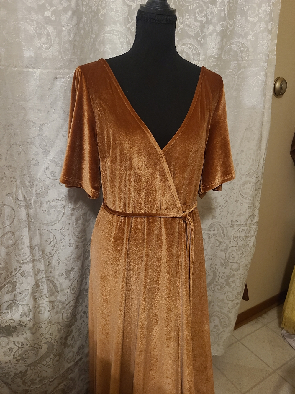 Baltic Born Copper Velvet Wrap Maxi Dress